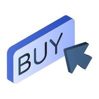 An isometric design icon of buy button vector