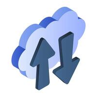 Editable design icon of cloud data transfer vector