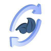 Conceptual flat isometric icon of leaves recycling vector
