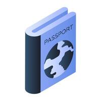 A flat isometric icon of passport, editable vector