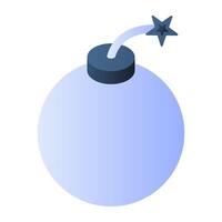 Cyber bomb icon, editable flat icon vector