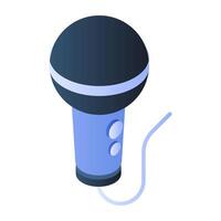 Icon of microphone in flat isometric vector