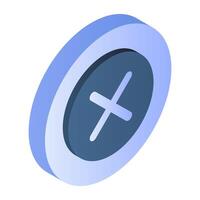 Conceptual isometric design icon of cross sign vector