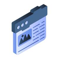 An isometric design icon of web profile vector