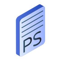 Editable design icon of ps file vector