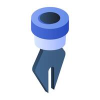 A flat isometric icon of ink pen tip vector