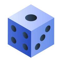 A flat isometric, icon of ludo dice vector