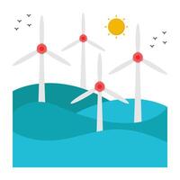 Editable design icon of wind farm landscape vector