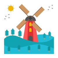 A unique design icon of windmill landscape vector