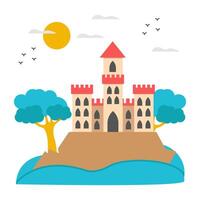 Castle landscape icon in flat design vector