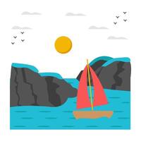 An eye catching design icon of sea boat landscape vector