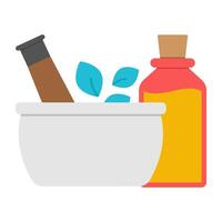 A flat design icon of mortar and pestle vector