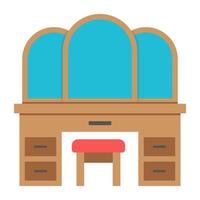 A flat design icon of dressing table vector