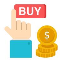 A colored design icon of buy button vector