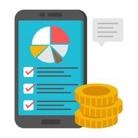 A beautiful design icon of mobile pie graph vector