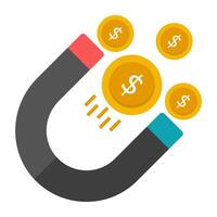 A flat design icon of attract dollar vector