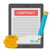 A colored design icon of contract vector