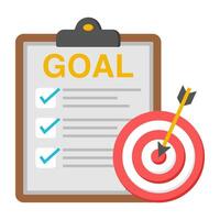 A flat design icon of goal list vector