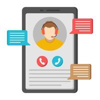 A colored design icon of online helpline vector