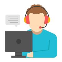 A colored design icon of online helpline vector