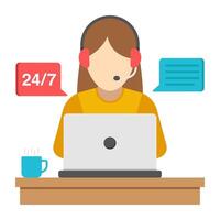 A colored design icon of online helpline vector