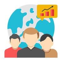 Editable design icon of global analytics vector