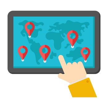 A colored design icon of mobile location vector