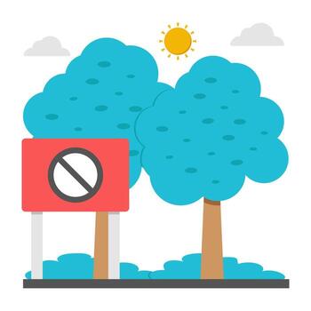 Conceptual flat design icon of trees ban vector