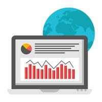 A flat design icon of global analytics vector