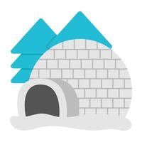 Conceptual flat design icon of igloo vector