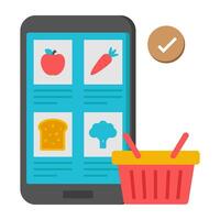 A flat design icon of grocery shopping vector