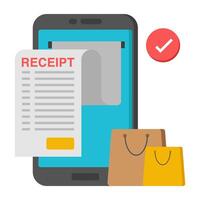 A flat design icon of mobile bill vector
