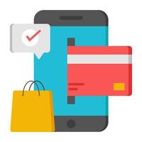 A colored design icon of mobile secure payment vector