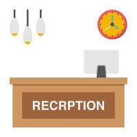 A flat design icon of reception desk vector