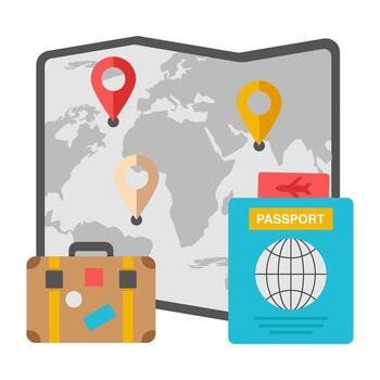 Conceptual flat design icon of map vector