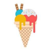 Ice cream cone icon, editable vector