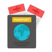 A flat design icon of passport, editable vector