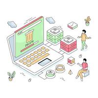 Editable design illustration of delete data vector