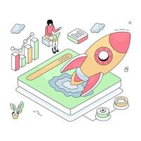 Conceptual design illustration of web launch vector