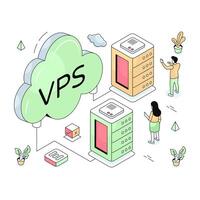 An illustration design of cloud server, vps vector