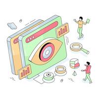 Editable design illustration of web monitoring vector