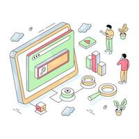 isometric design illustration of search box vector