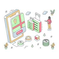 Conceptual isometric design illustration of parcel weighing vector