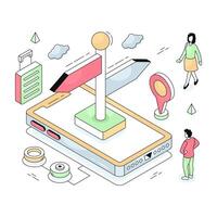 Editable design illustration of giving parcel vector