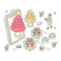 Unique design illustration of mobile christmas vector