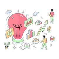 Data with light bulb showing concept of business idea vector