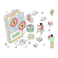 An editable design illustration of currency exchange vector