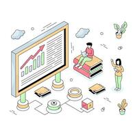 Trendy design illustration of business education vector