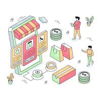 Modern design illustration of mobile products vector
