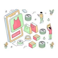 Modern design illustration of mobile shopping vector
